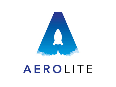 Aerolite branding geometric gradient logo rocket rocketship sans serif space