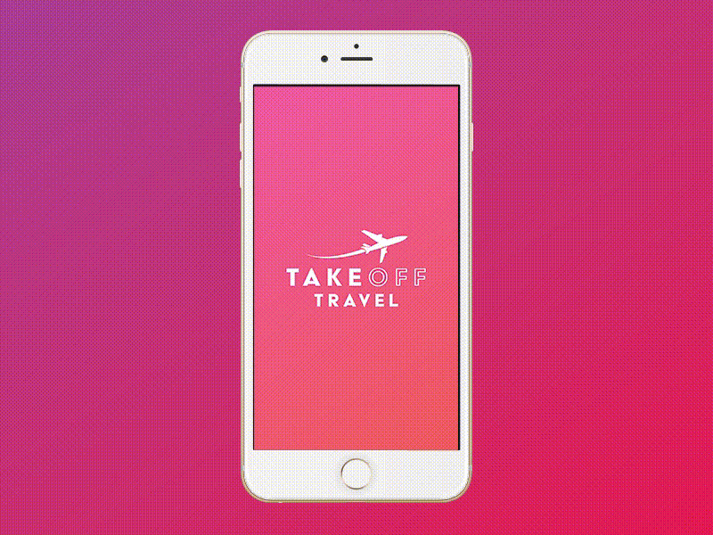 Takeoff Travel UX/UI colour light orange pink ux animation ux ui app concept travelapp app logo travel uidesign ux design gradient