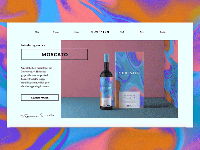 Momentum Landing Page branding colour dailyui design gradient illustrator interaction label packaging light marble packaging ui ui design uidesign uiux vector web design web site wine wine bottle