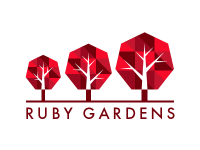 Ruby Gardens logo WIP garden logo ruby tree