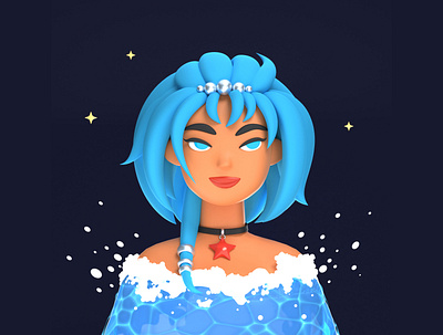 Princess of the Sea 3d 3d art character characterdesign girl illustration ocean sea star