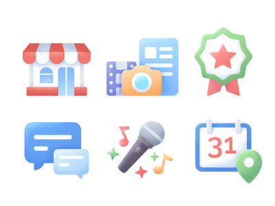 Icons set brand calendar chat design icon icons illustration news shop social star texture