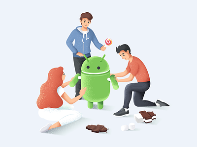 Android Developer android character chocolate developer illustration lollipop robot