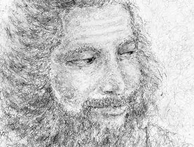 Sadhu abstract black black and white graphite drawing hand drawn illustration indian sketch veda