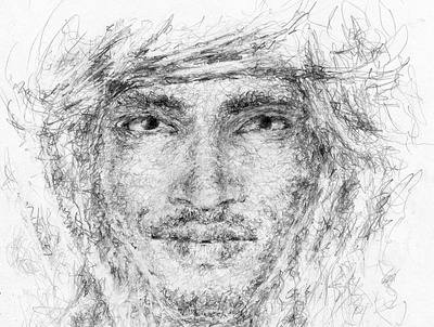 Bedouin black and white drawing graphic graphite drawing hand drawn illustration portrait sketch