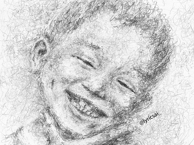 Smiling boy black and white boy character drawing portrait visual art