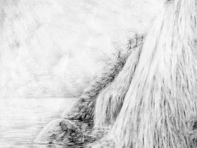 Water falls drawing environment graphite illustration landscape pencil waterscape