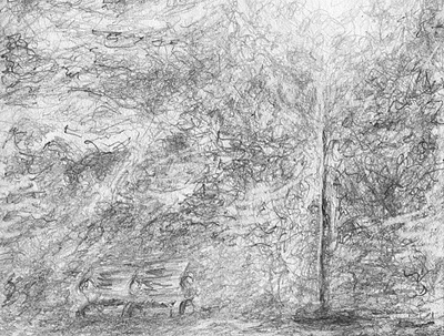 the night yard abstract black black and white design graphite drawing hand drawn illustration landscape nature sketch