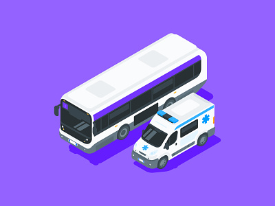 Vehicles ambulance bus illustrations illustrator isometric isometry vector vehicle