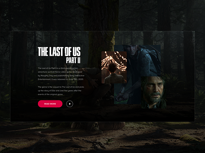 The Last of Us 2 - Section UI card design games gaming landing page minimalist sketch ui ux video games