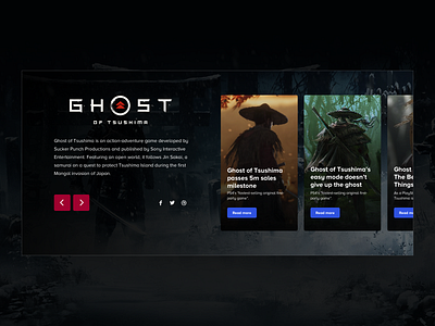 Ghost of Tsushima - Info Block card design desktop gaming ghost of tsushima landing page playstation sketch ui user experience user inteface ux video games xbox