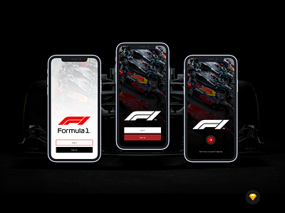 Formula 1 Mobile Auth Buttons UI auth design f1 formula1 landing page login racing sign up sketch ui user interface