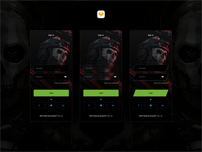 Modern Warfare 2 Sign In Mobile UI auth design gaming mobile sign in sketch ui user interface