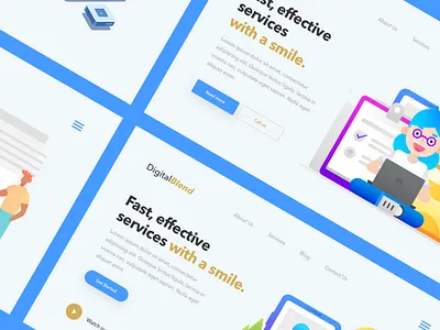 Digital Agency Landing Page design digital hero illustraion landing page sketch ui ux