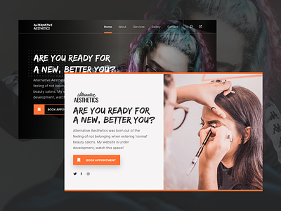 Alternative Aesthetics - Coming Soon Page beauty coming soon design hero landing page make up mock up sketch ui