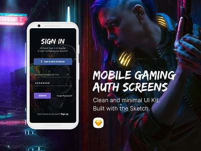 Gaming Auth & Splash Screens article auth design form gaming login mobile sketch splash ui video games