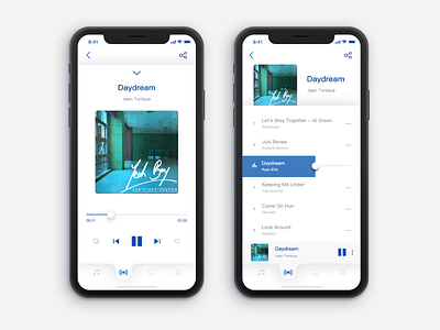 Music App blue ios music ui white