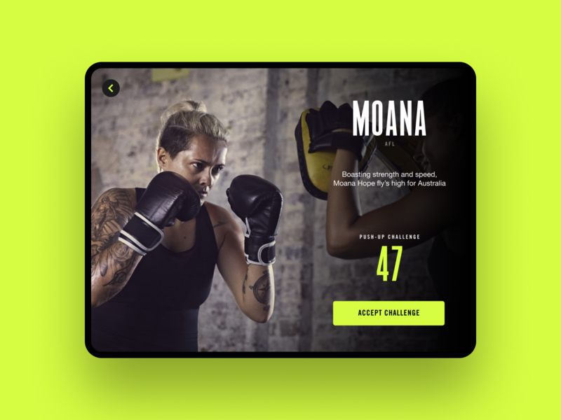 Push-Up Challenge — Moana Hope app arcade exercise mobile nike tablet tablet app tablet design ui ux workout