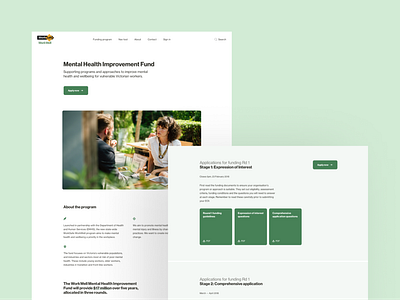WorkWell • Mental Health Improvement Fund Landing Page accessible application funding government landing page mental health mental health awareness program