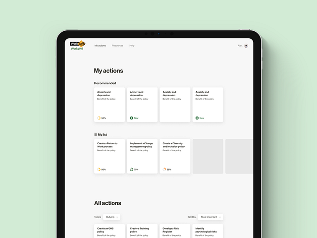 WorkWell • Self Assessment by Alex Byrne on Dribbble