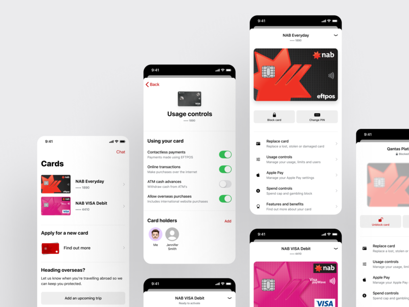 NAB • Cards experience app design bank app bank card banking banking ux card finance fintech mobile mobile app design mobile bank mobile banking mobile banking app mobile ui money money app