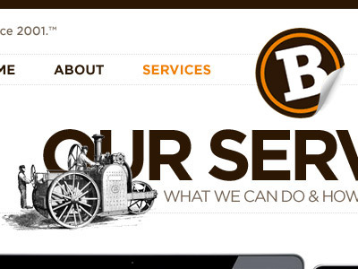 Services1 Rebound design orange portfolio services sticker vintage