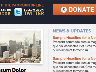 Campaigning campaign candidate navy orange politics website
