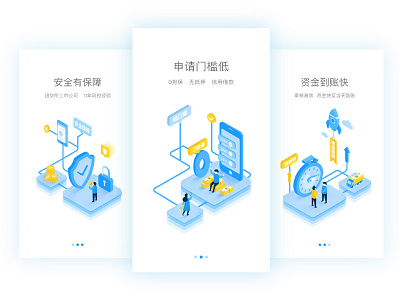 The illustrations for a financial app 2.5d efficiency fast financial safety