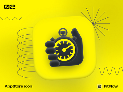 FitFlow - Icon Appstore app appstore icon branding design fitness flat graphic icon logo minimal typography ui