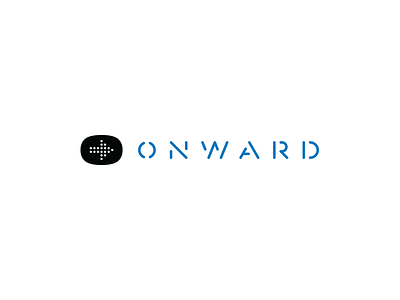 Onward arrow brandmark fun city logo wordmark