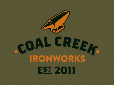 Coal Creek Ironworks anvil brandon grotesque brothers icon logo wordmark