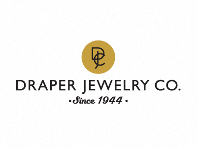Draper Jewelry Co. estilo gill sans gold logo monogram radio