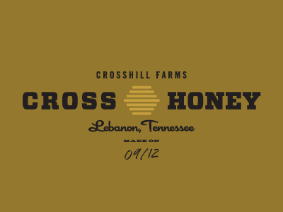 Cross Hill Farms Label hellenic wide honey icon logo trade gothic vitesse