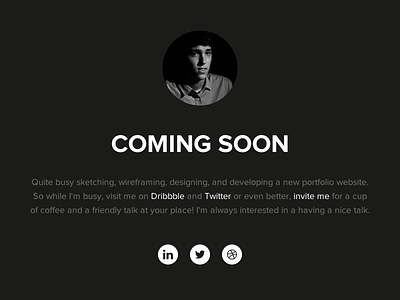 Coming Soon coming flat launch minimal placeholder portfolio profile responsive social soon website