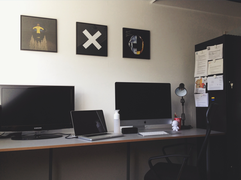 The Workspace desk setup workspace vinyl room apple designer macbook imac retina munny dopper