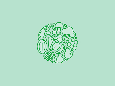 Tutti Frutti flat design fruit green healthy food icons linear icons vector art vector icon vegetarian veggie