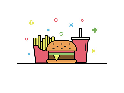 Fast Food burger chips fast food flat design icons linear icons vector art vector icon