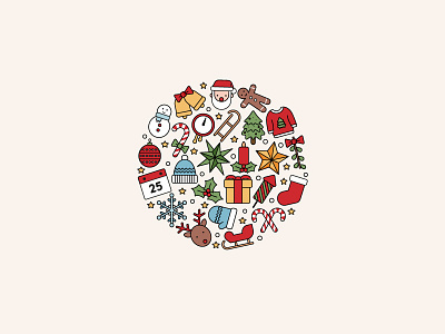 Looking Forward christmas flat icon iconography icons linear vector winter