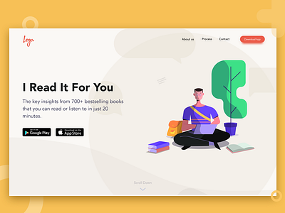 Landing page design for Book Summary App