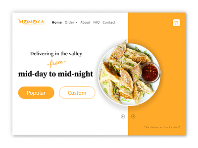Momoza-Online Momos Delivery Service delivery service design figma design food landing page momos online shop typography ui