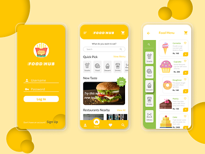 Food App - Food Hub app design branding design figma design food food app food delivery typography ui