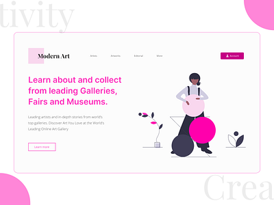 Modern Art-Landing page art design figma figma design gallery art landing page magenta modern pink typography webdesign website website concept