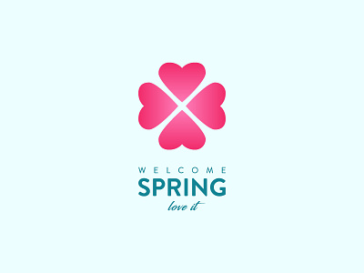 Welcome Spring brand design flat flower icon graphic design heart icon illustrator logo logo inspiration spring spring logo spring love
