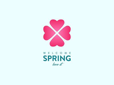 Welcome Spring brand design flat flower icon graphic design heart icon illustrator logo logo inspiration spring spring logo spring love