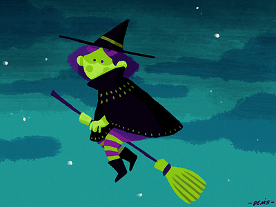 A Little Witch art character clouds design doodle drawing halloween illustration scary sketch witch