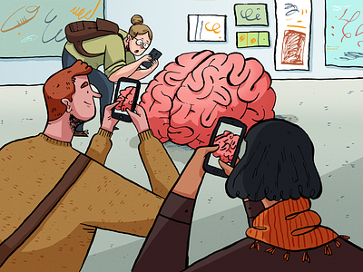 External Storage art brain camera app camera roll cartoon character character design drawing editorial editorial illustration illustration ink metaphor mixed media photoshop smartphone smartphones storage