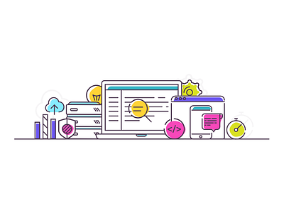 Web Design, Development & Hosting hosting icons illustration web design web development