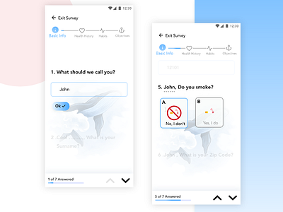 Medical form design for Healthcare company- UX Audit Case Study answer back better calm copy form formdesign health history illustration indicator information loader loadingbar medical objective progressindicator smoke survey typeform