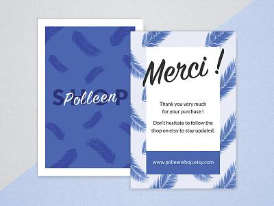 Etsy thank you note blue branding business card etsy palms print thank you