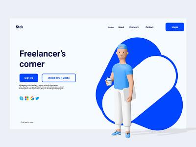 Stck Freelancer's Corner. 3d art landingpage landingpage design minimalistic ui ux website